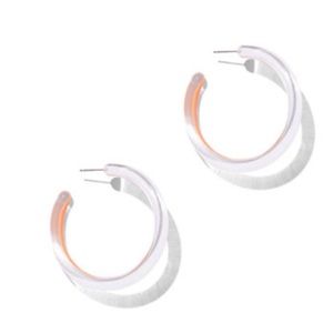NY&Co Women's Large Resin Hoop Earrings Orange